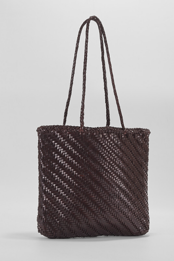 Rhia Woven Leather Tote- Espresso