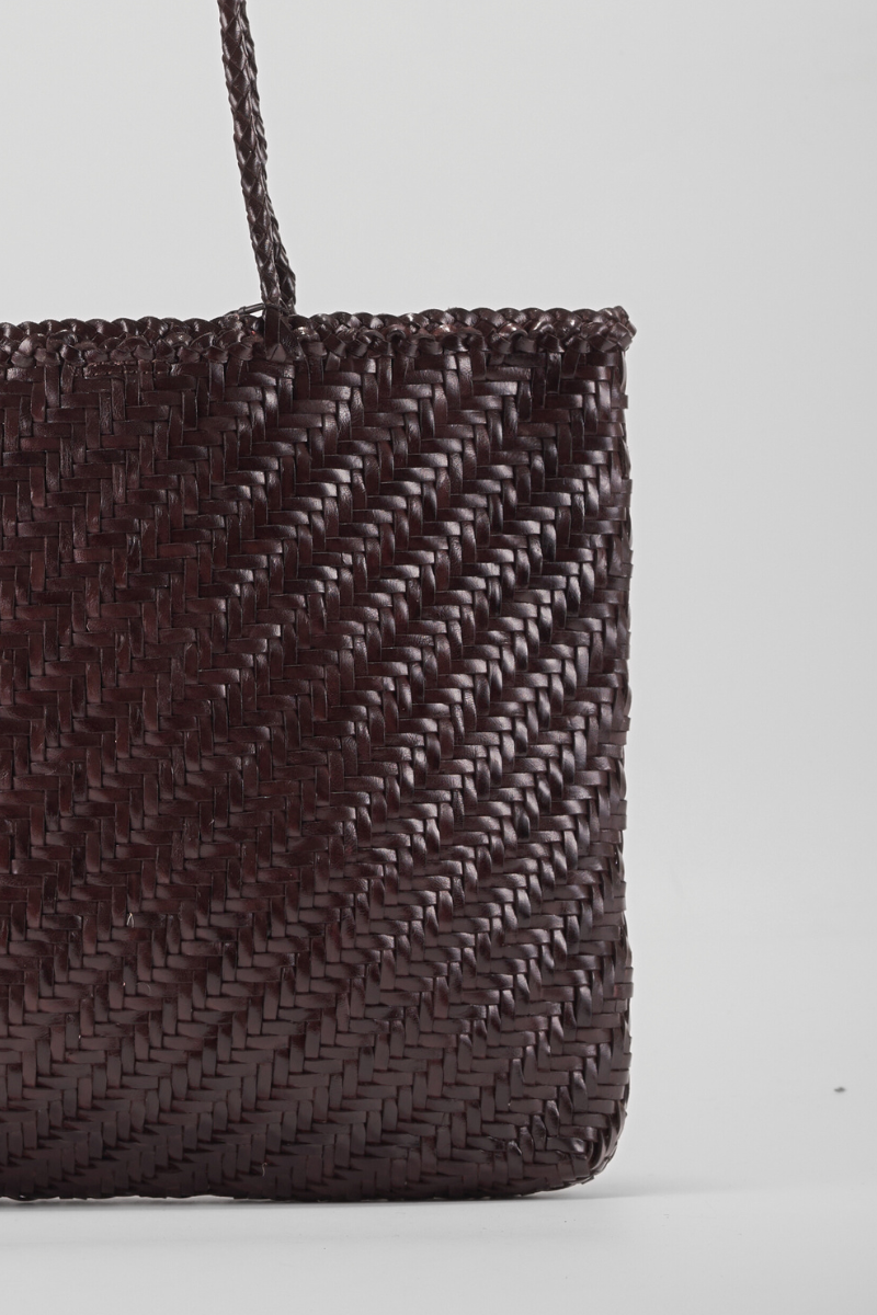 Rhia Woven Leather Tote- Espresso