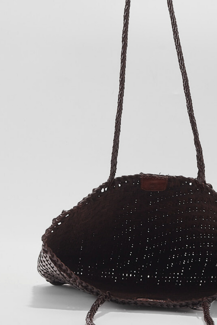 Rhia Woven Leather Tote- Espresso