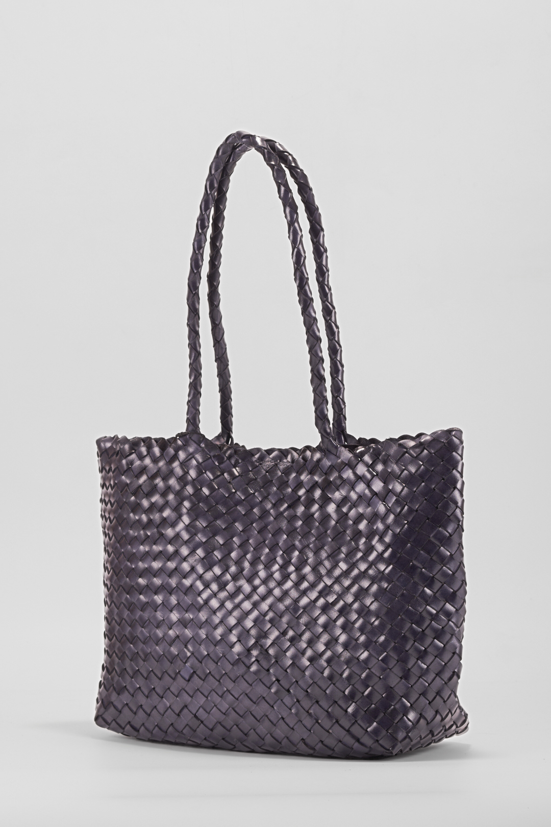 Leia Woven Leather Bag Dark Blue