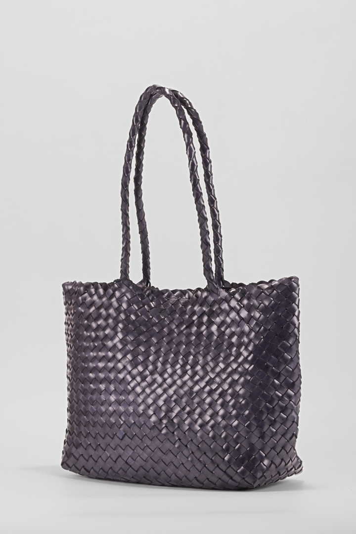 Leia Woven Leather Bag Dark Blue