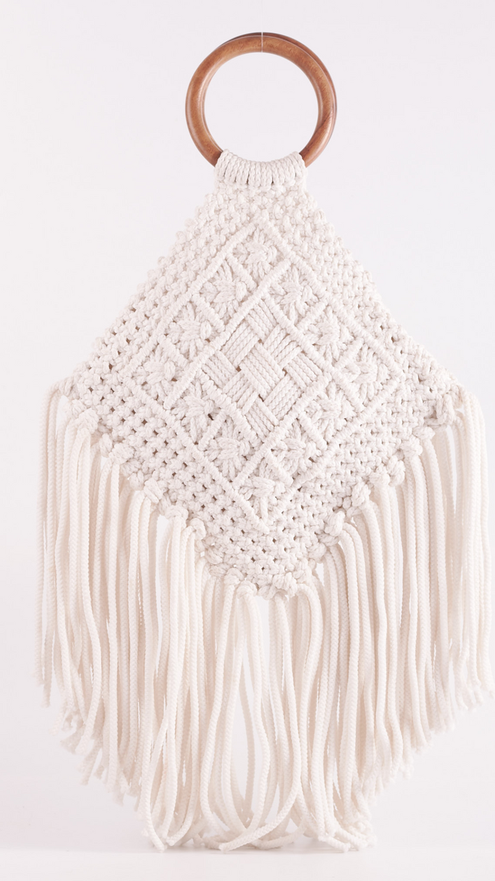 Coyote Cotton Macrame Clutch Bag