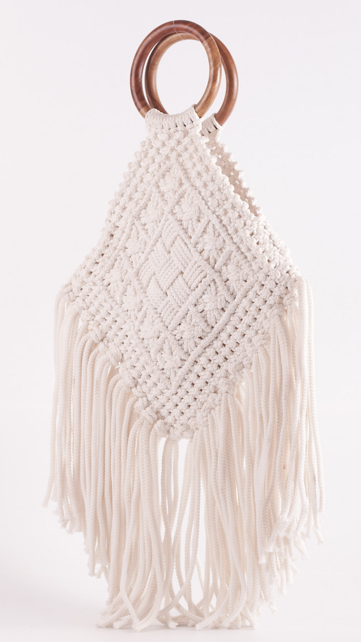 Coyote Cotton Macrame Clutch Bag