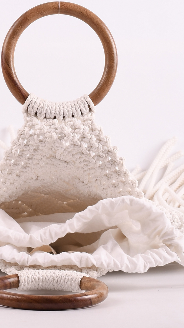 Coyote Cotton Macrame Clutch Bag