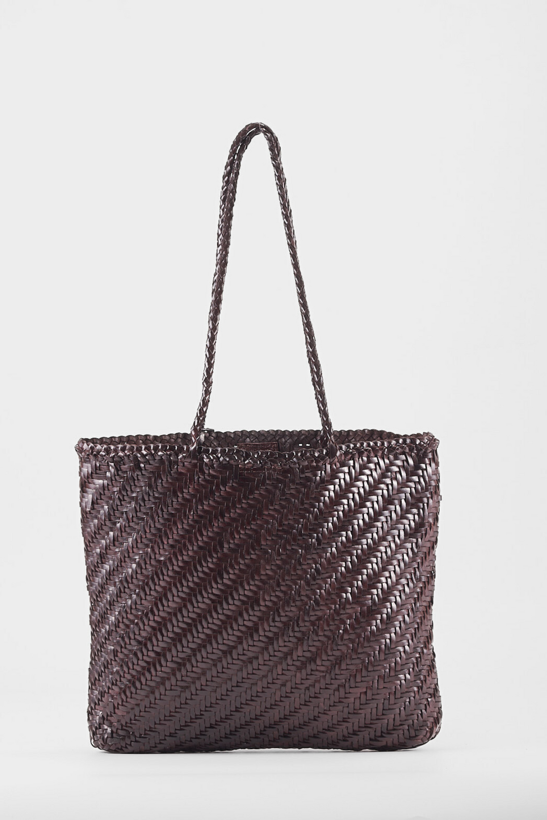 Rhia Woven Leather Tote- Espresso