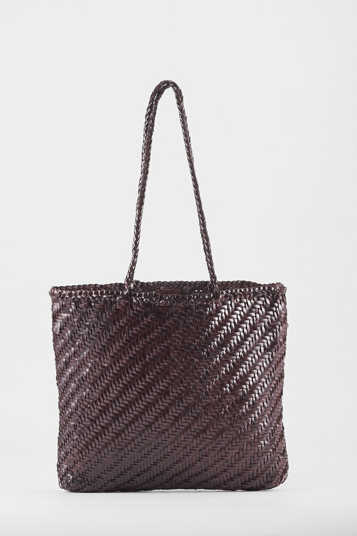 Rhia Woven Leather Tote- Espresso