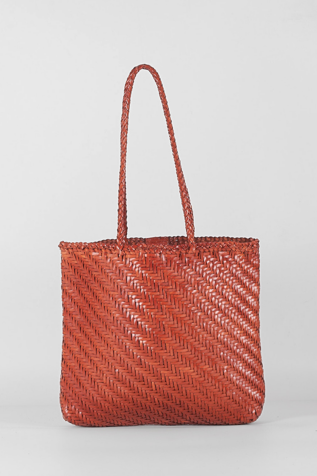 Rhia Woven Leather Tote- Tan