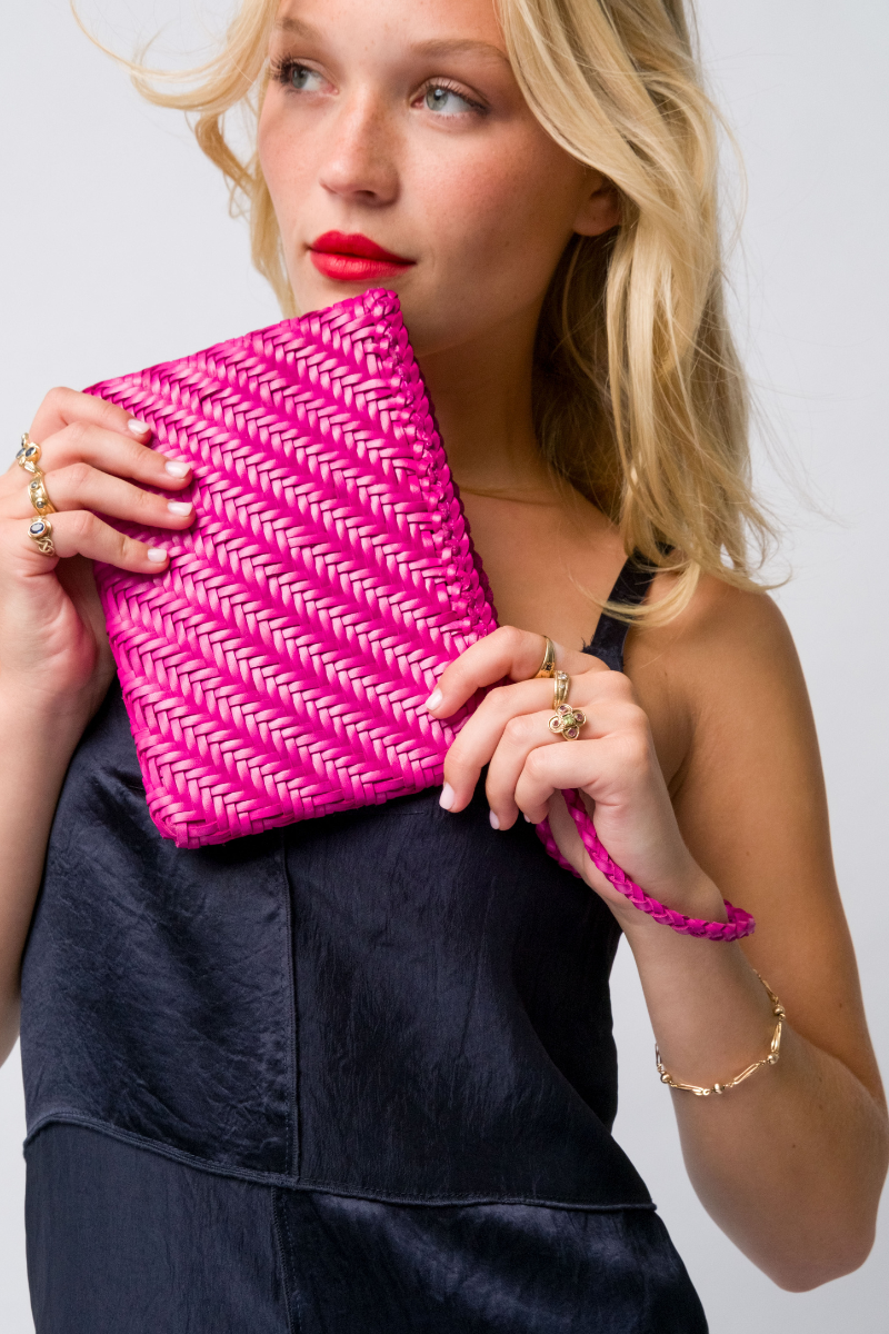 Woven Wristlet Rasberry