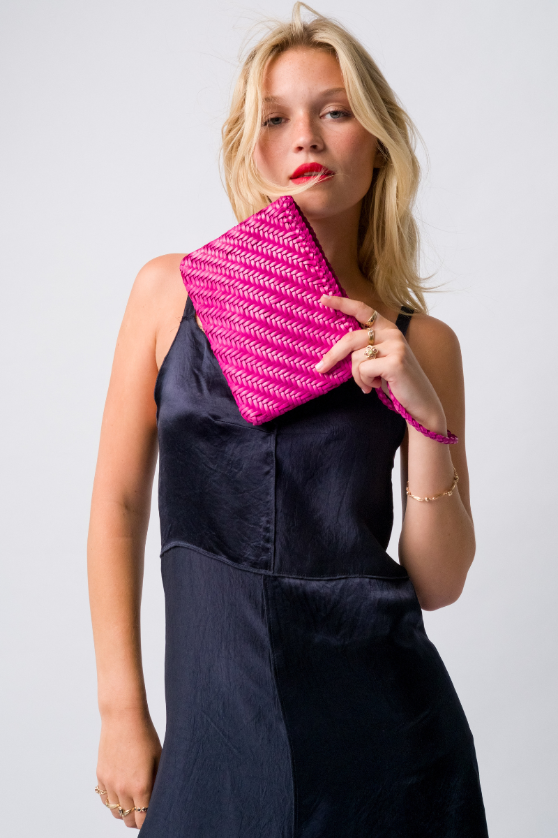 Woven Wristlet Rasberry