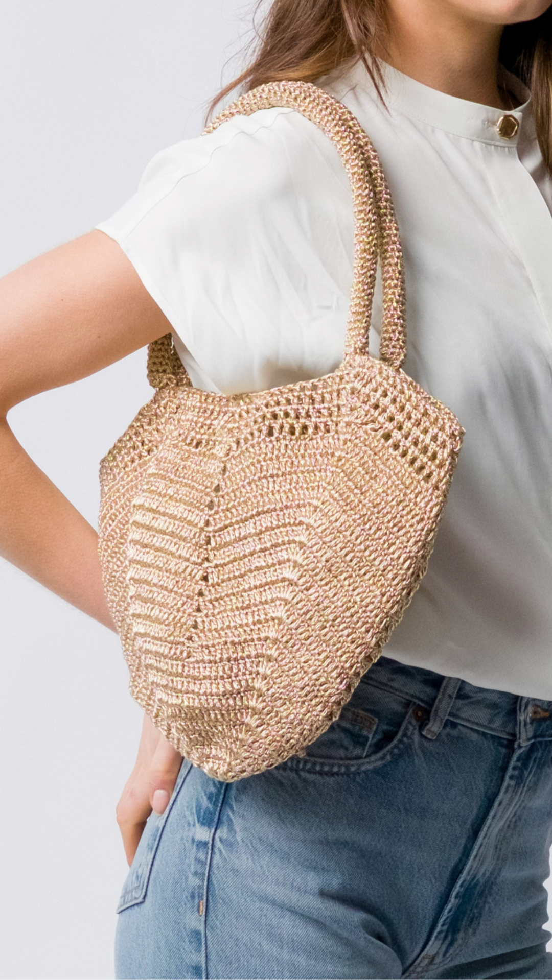 Gori Lurex Handbag- Metallic Gold
