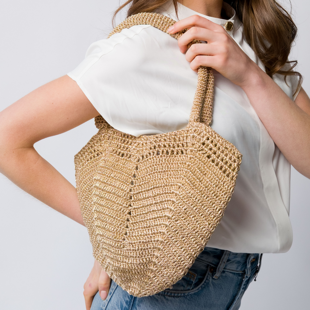Gori Lurex Handbag- Metallic Gold