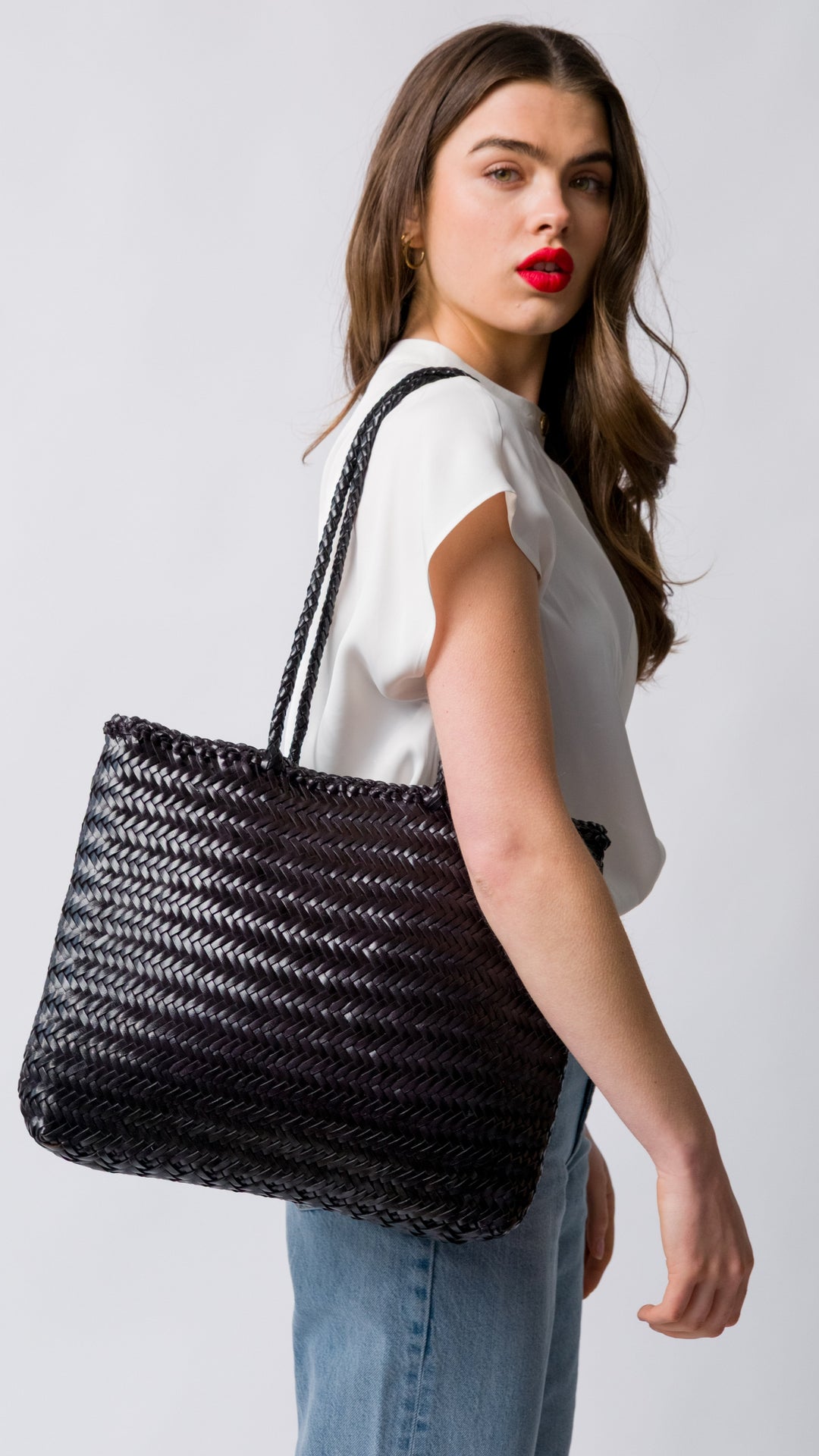 Anika Leather Tote Bag - Black