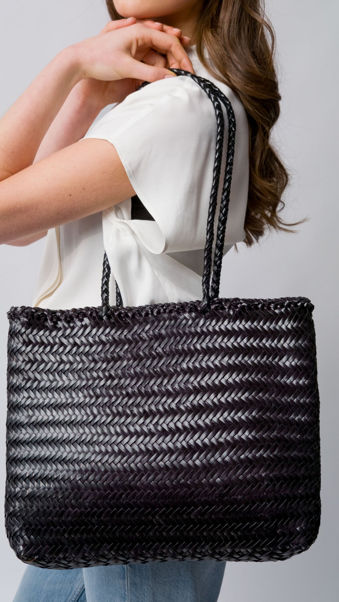 Anika Leather Tote Bag - Black