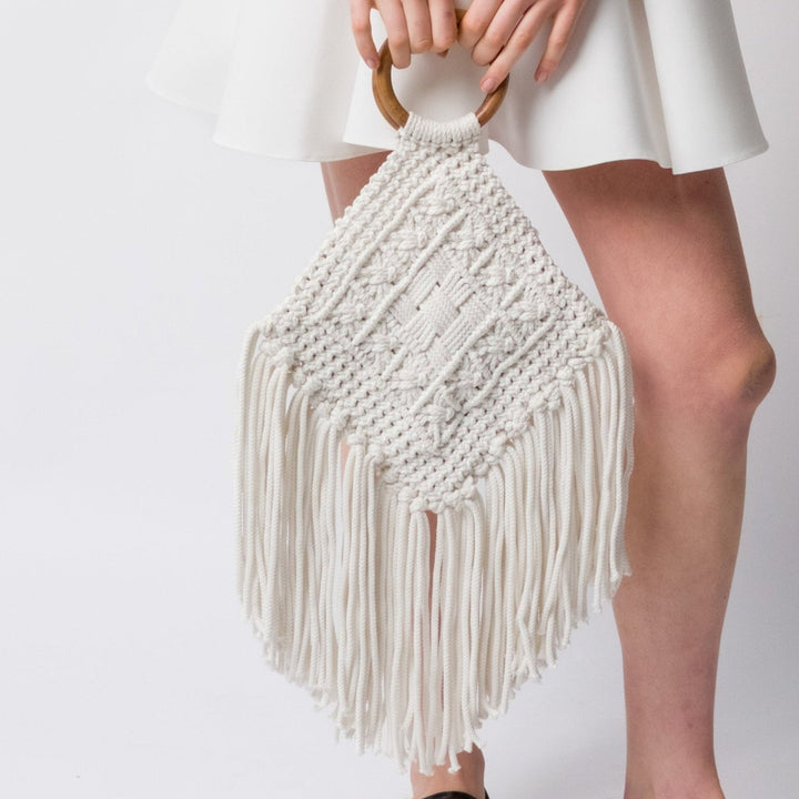 Coyote Cotton Macrame Clutch Bag