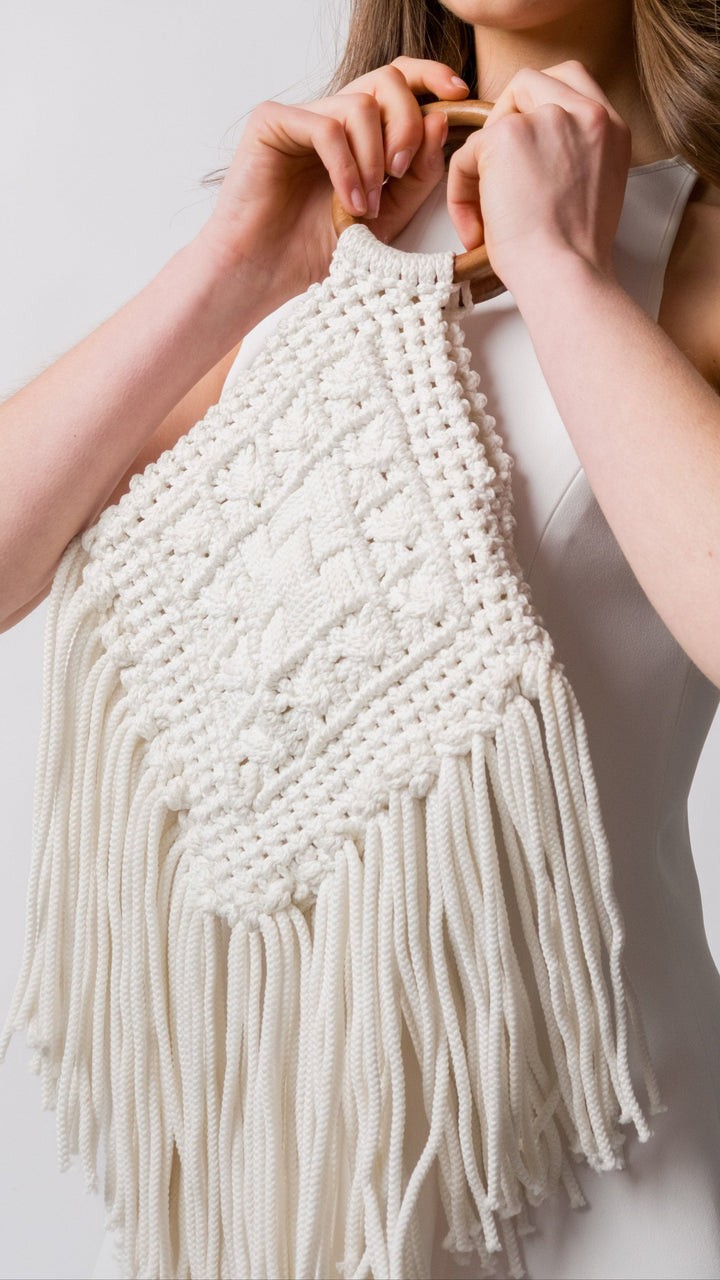Coyote Cotton Macrame Clutch Bag