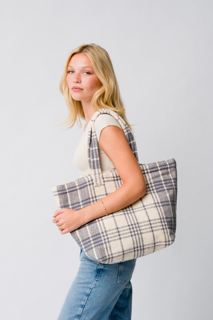 Borsa tote in cotone biologico Sahara - Grigio