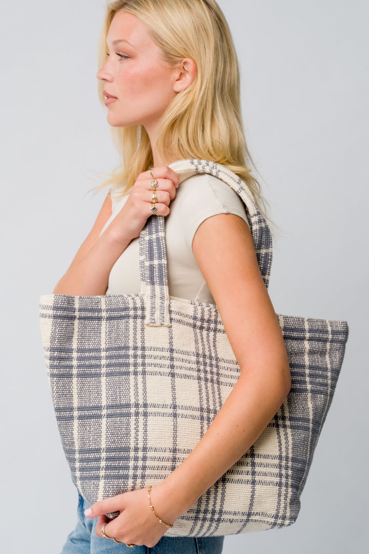 Borsa tote in cotone biologico Sahara - Grigio