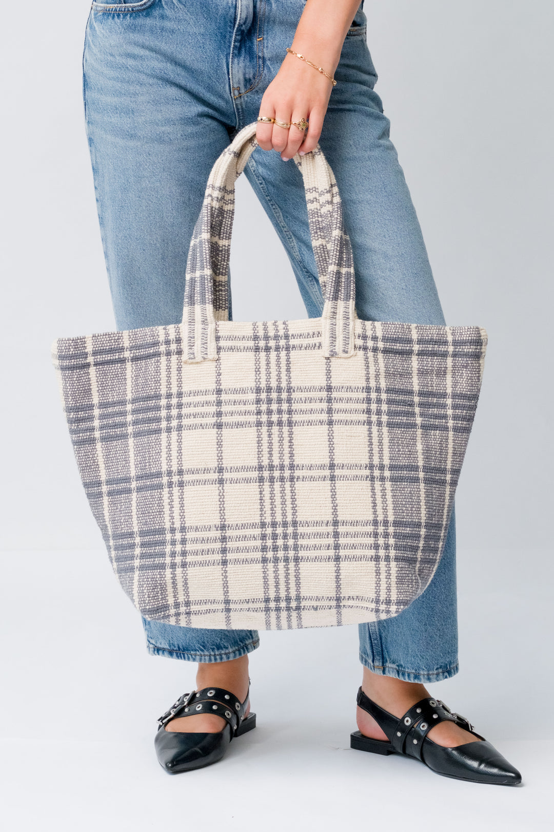 Borsa tote in cotone biologico Sahara - Grigio