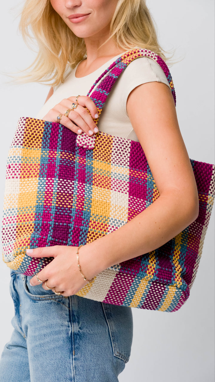 Navi Baumwoll-Handweb-Einkaufstasche - Mehrfarbig