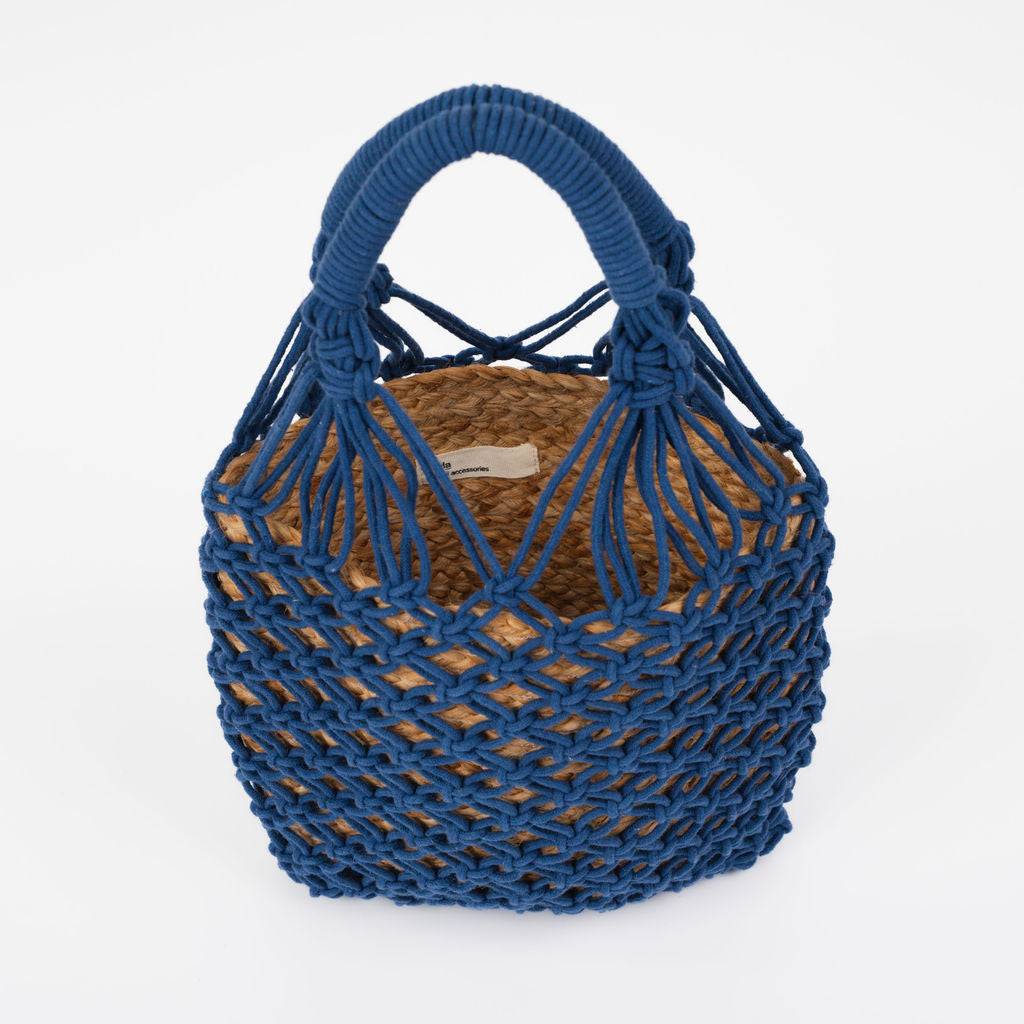 Jasmine Häkel- und Jutetasche aus Baumwolle - Marineblau