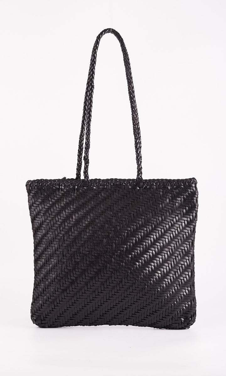 Rhia Slim Woven Leather Tote- with zipper