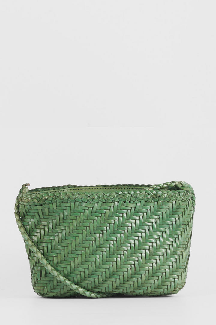 Umhängetasche aus gewebtem Leder - Schwarz