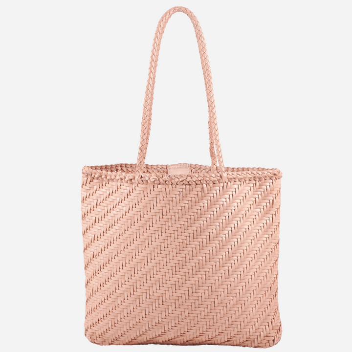 Rhia Woven Leather Tote -Powder Pink