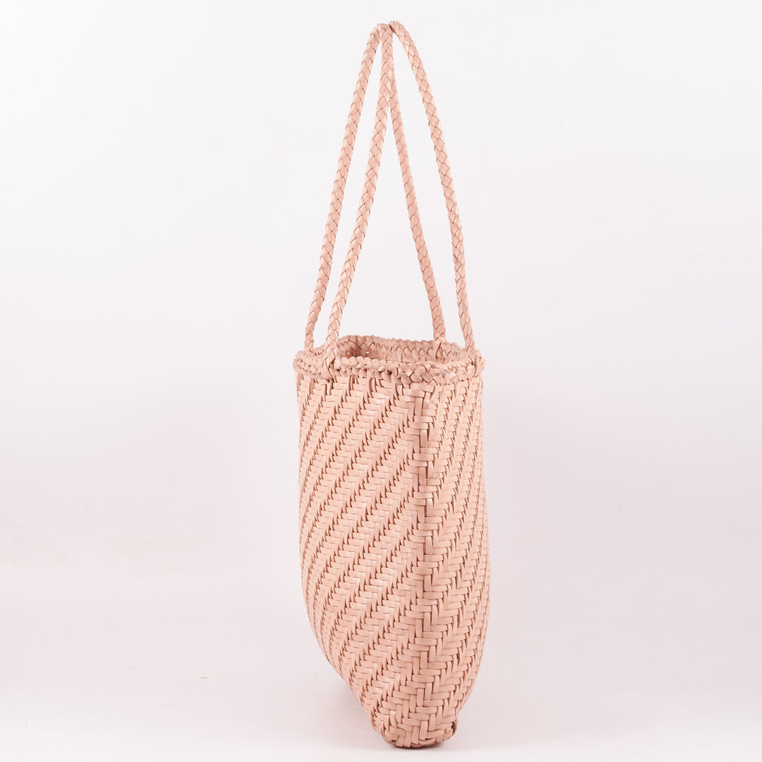 Rhia Woven Leather Tote -Powder Pink