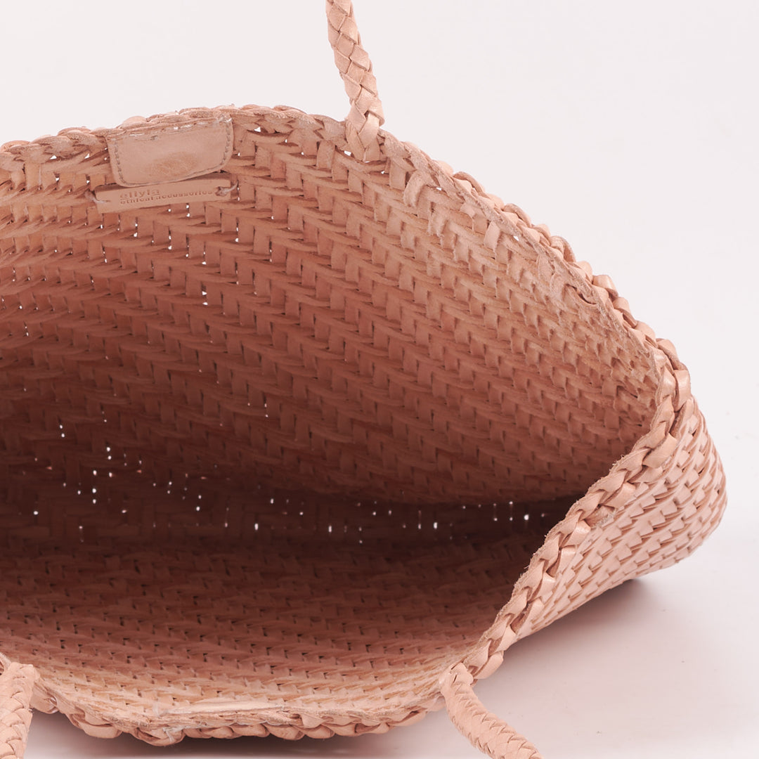 Rhia Woven Leather Tote -Powder Pink