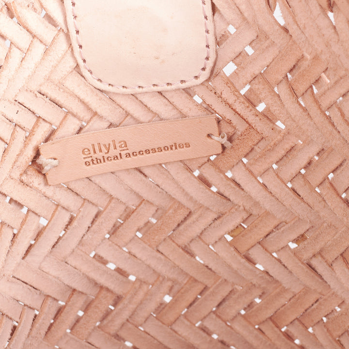 Rhia Woven Leather Tote -Powder Pink