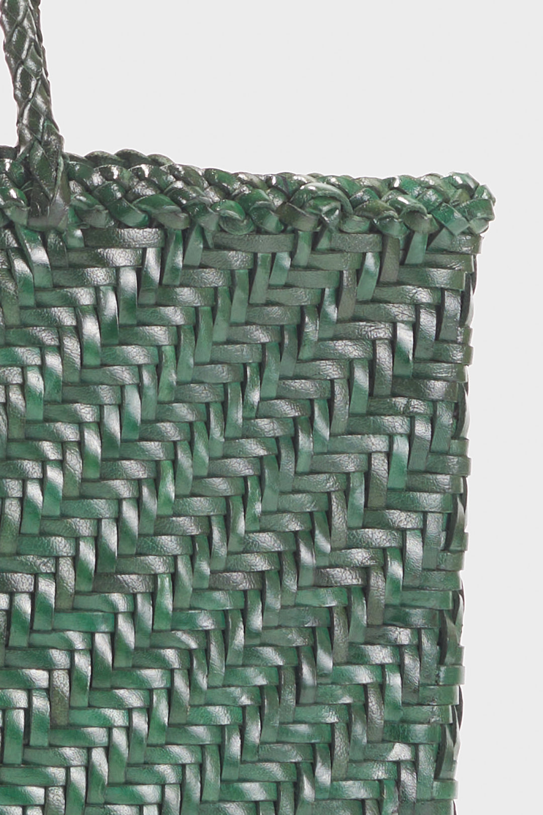 Rhia Woven Leather Tote- Emerald Green