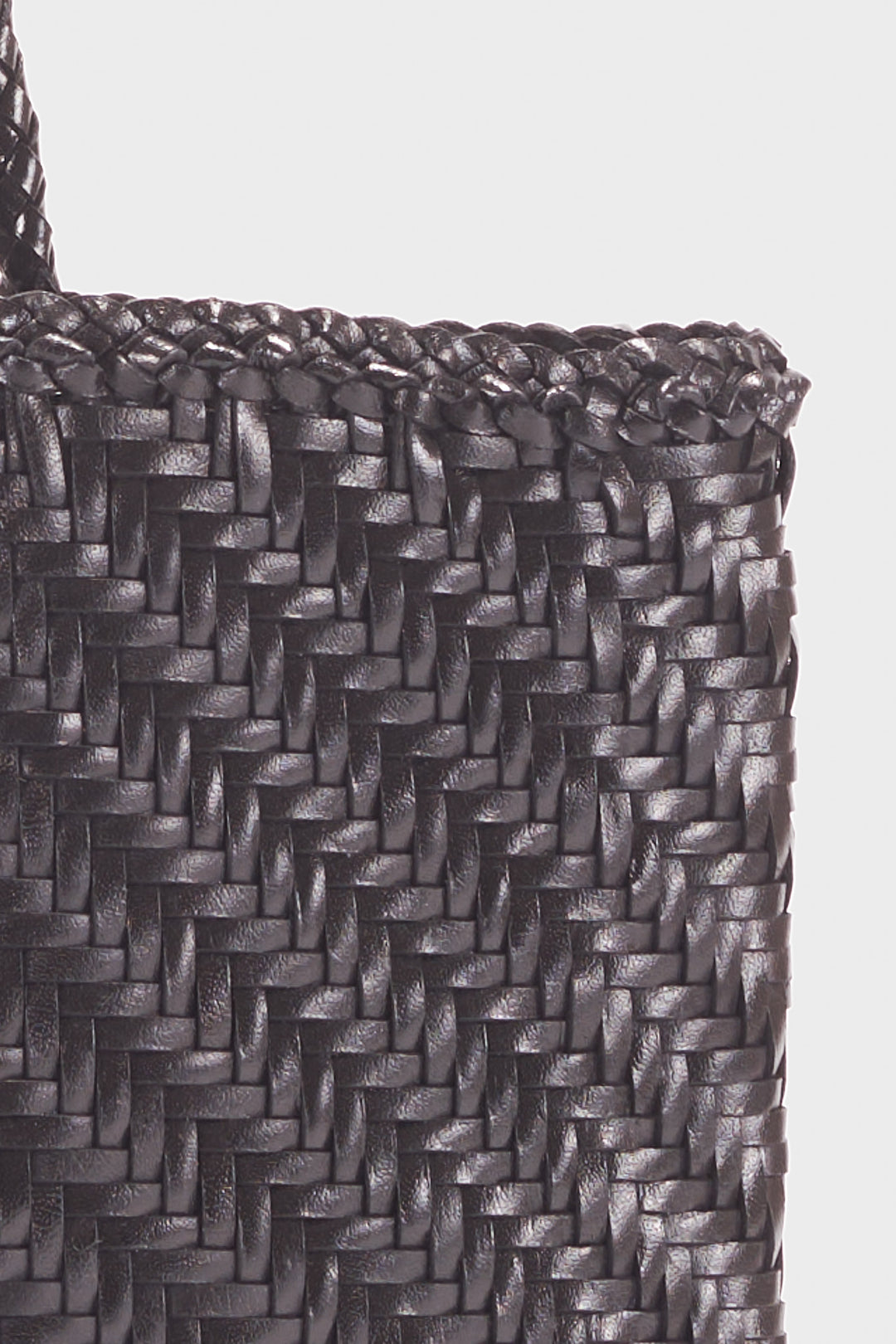 Rhia Woven Leather Tote- Black