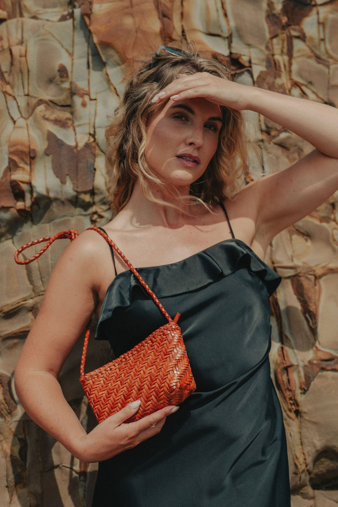 Sia Leather Crossbody- Tan