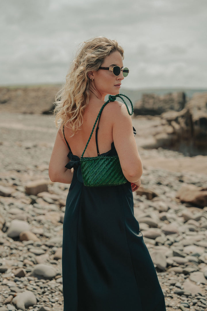 Sia Leather Crossbody- Emerald Green