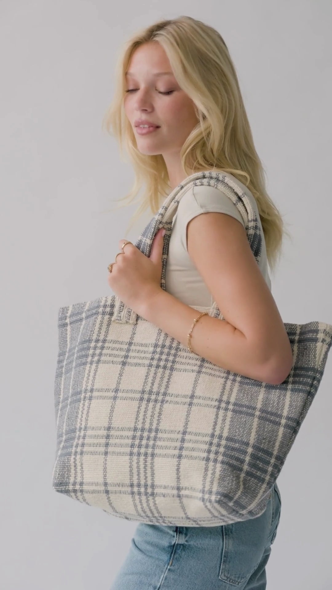 Borsa tote in cotone biologico Sahara - Grigio