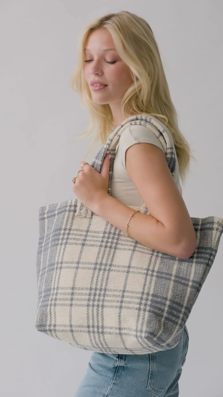 Borsa tote in cotone biologico Sahara - Grigio