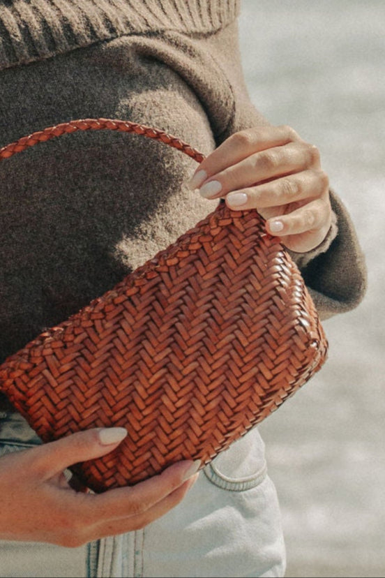 Sia Leather Crossbody- Tan