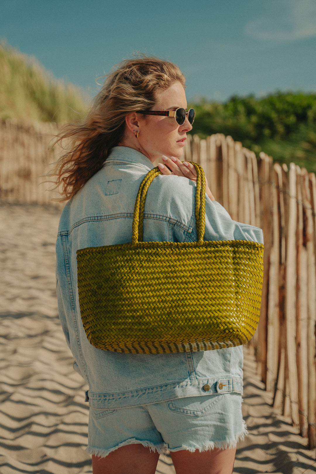 Amora Woven Shoulder Bag- Macha