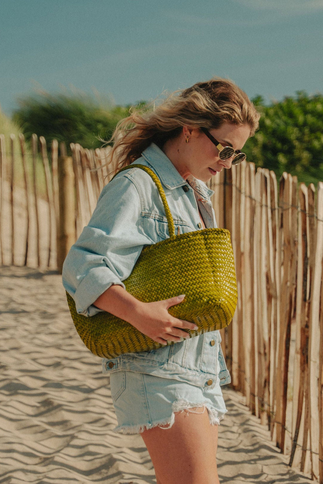 Amora Woven Shoulder Bag- Macha
