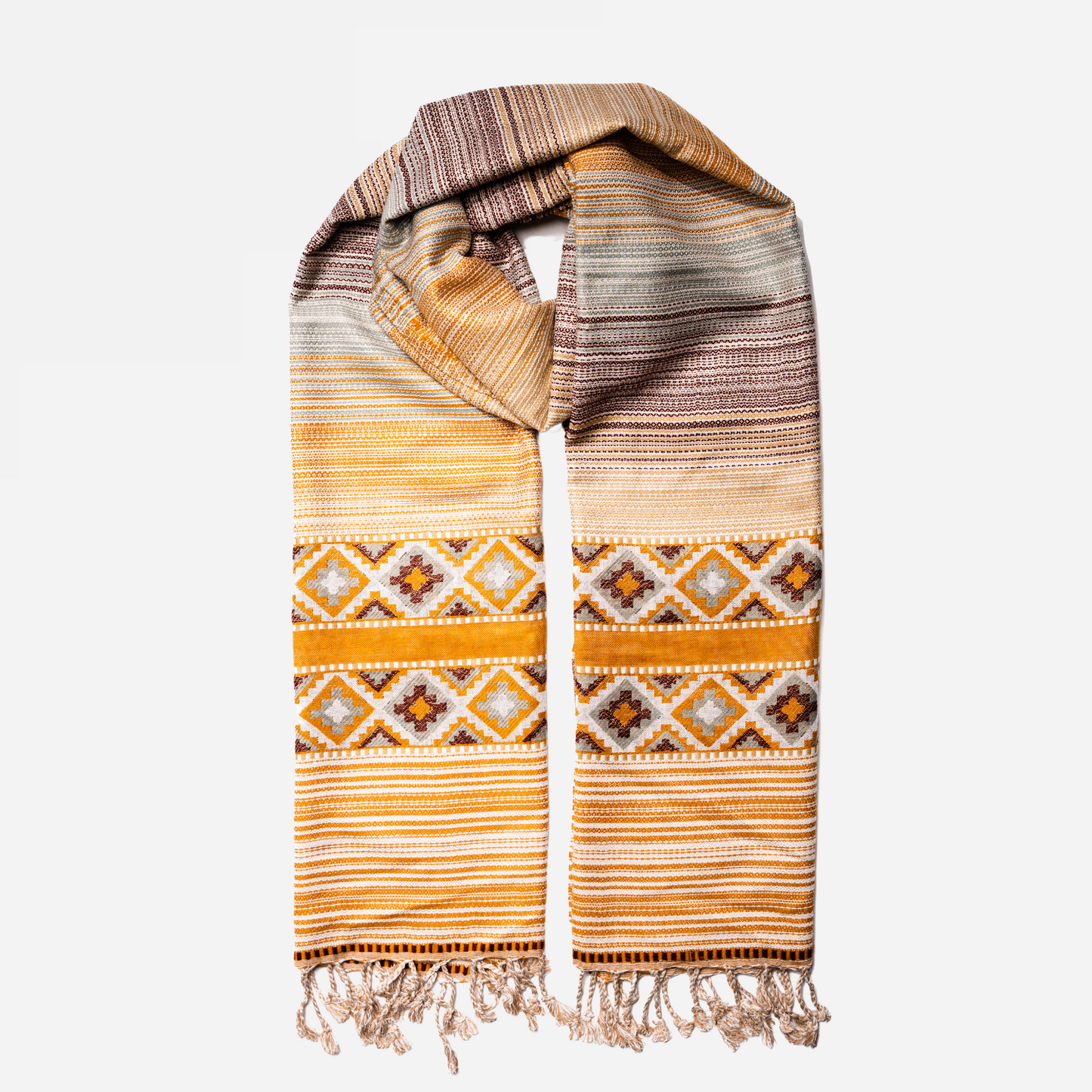 Devi Ombre Mustard Cotton Scarf