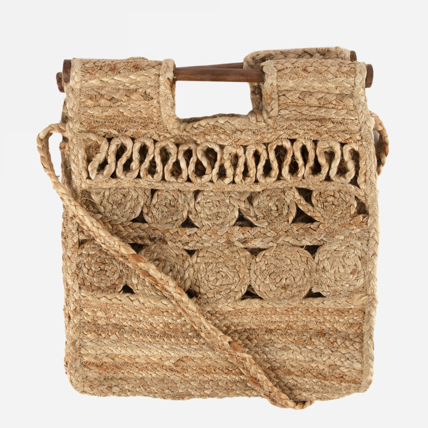 Neya Jute & Wood Handle Crossover Bag