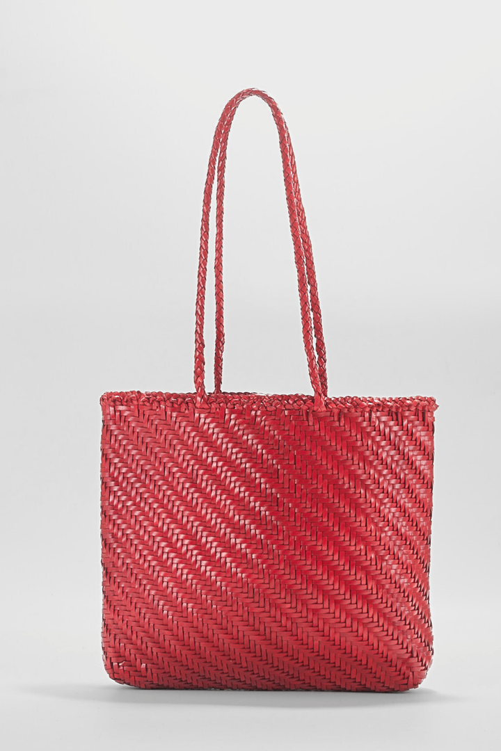 Rhia Woven Leather Tote -Red