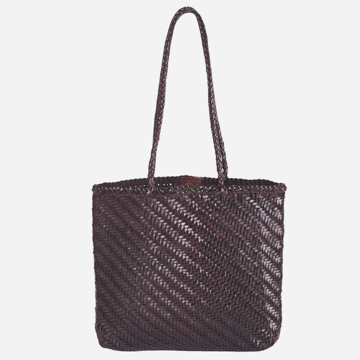 Rhia Woven Leather Tote- Espresso