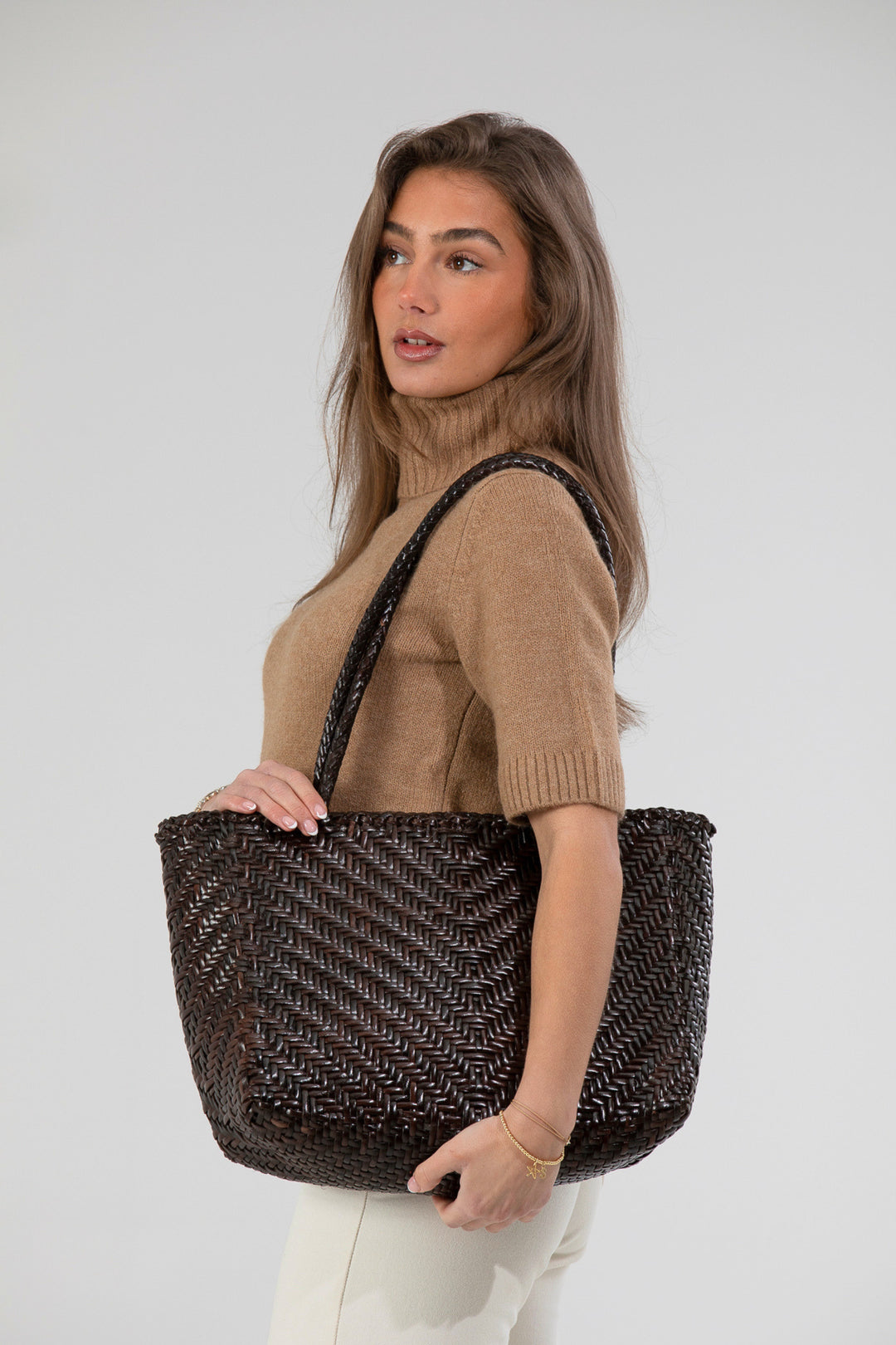 Nia Woven Leather Tote Bag