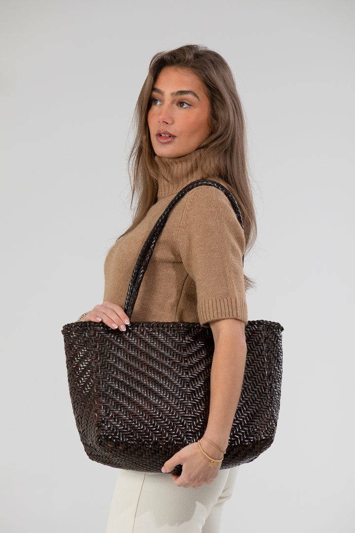 Nia Woven Leather Tote Bag