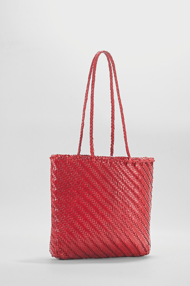 Rhia Woven Leather Tote -Red