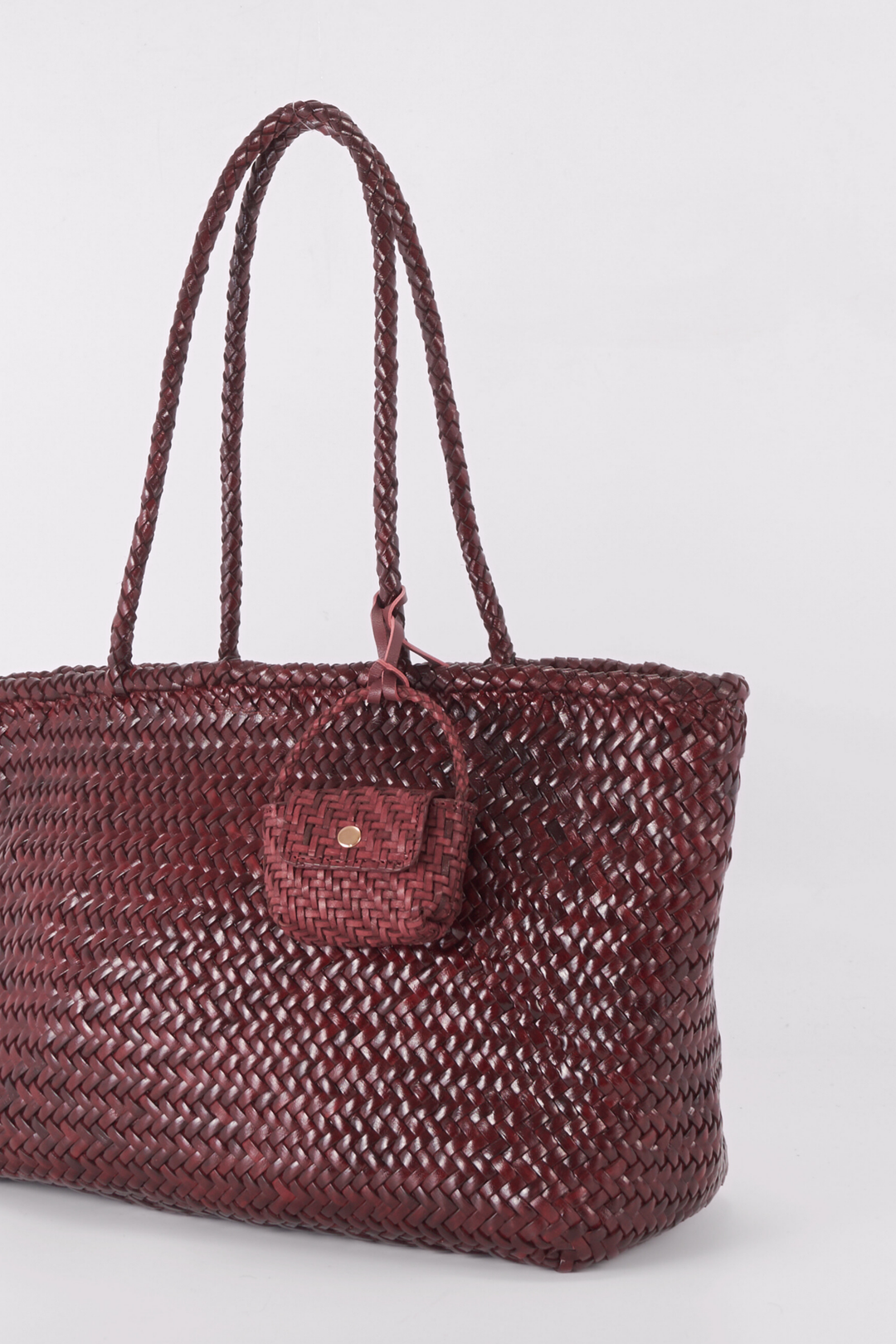 Mini Bag Charm with stud- Burgundy