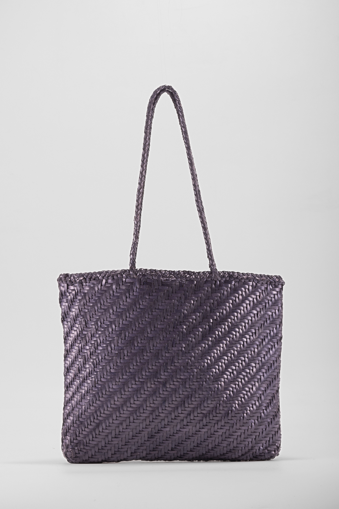 Rhia Woven Leather Tote- Dark Blue