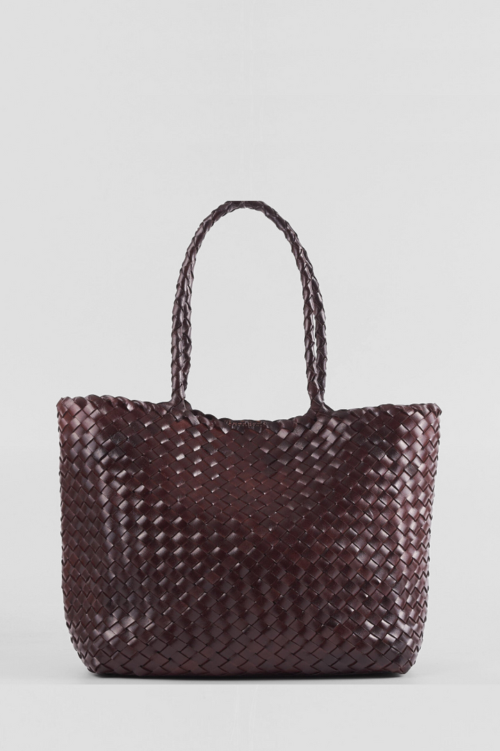 Leia Woven Leather Bag- Espresso