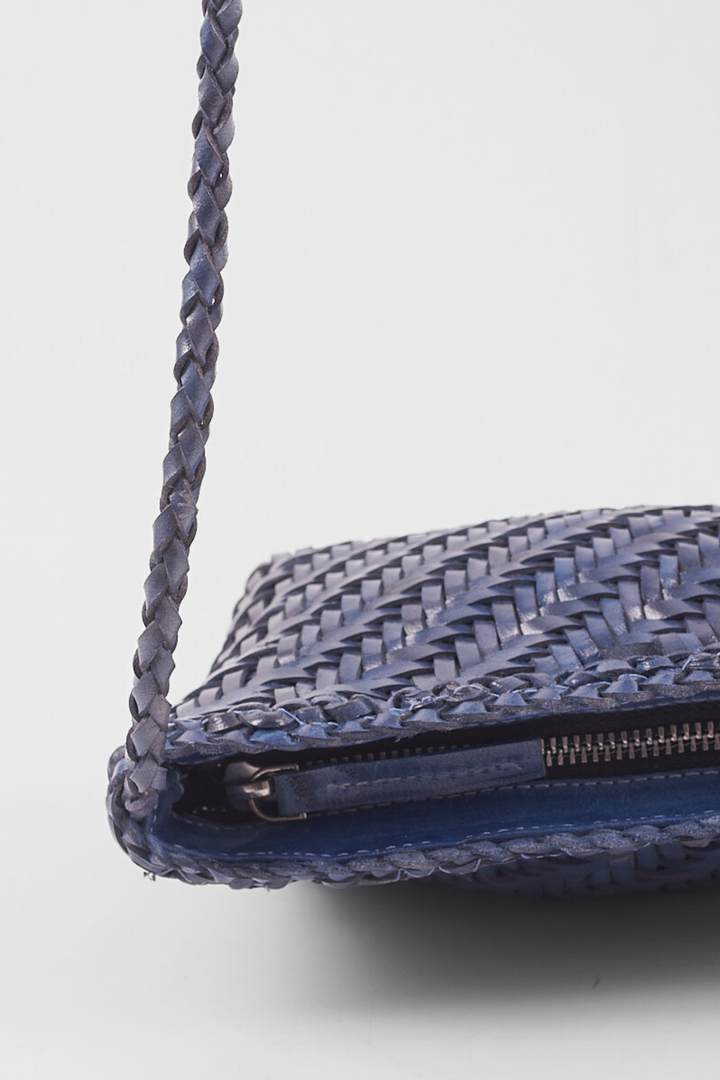 Sia Leather Crossbody- Blue